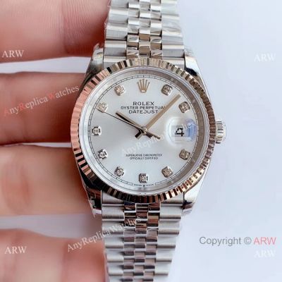 Replica Rolex Datejust 36MM Watch Silver Dial with Diamond